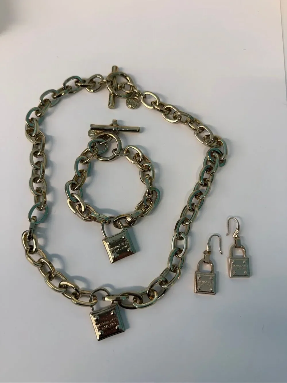 Michael Kors EST. 1981 Padlock Jewelry Set Necklace Bracelet Earrings with Micha